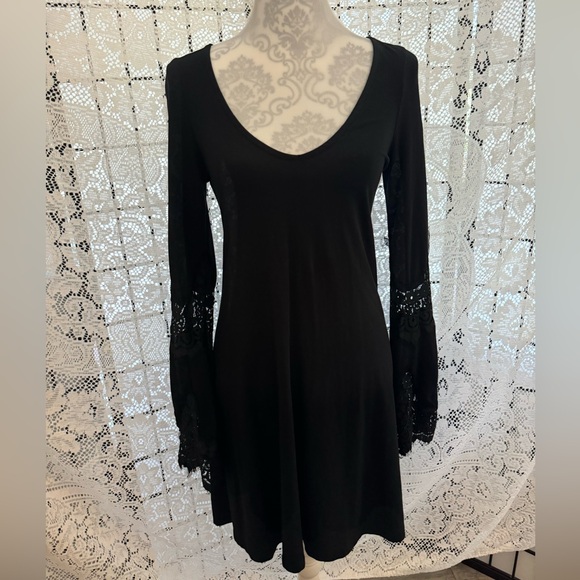 Stevie Nicks Style Black Angel Sleeve Dress with Laced Edging Women’s Size XS - Picture 2 of 13
